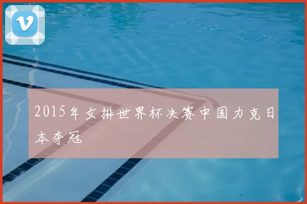 2015年女排世界杯决赛中国力克日本夺冠